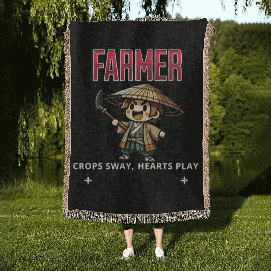Joyful Farmer Charm Woven Blankets
