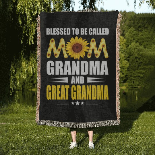Blessed To Be Called Mom Grandma Great Grandma Woven Blankets