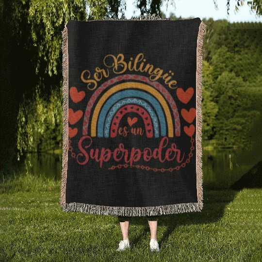 Ser bilingue es un superpoder Spanish Teacher Woven Blankets