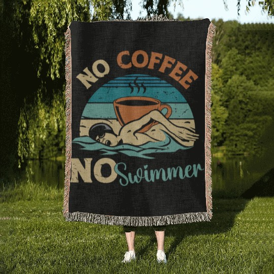 Swimmer No Coffee No Water Sports Coffee Lover Woven Blankets