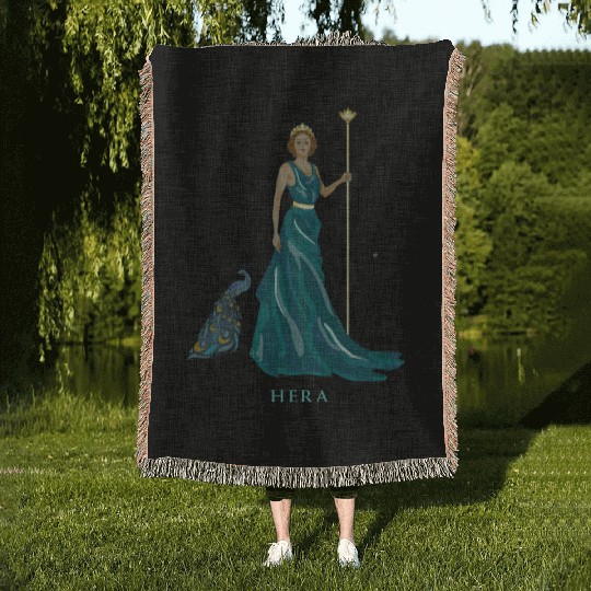 Majestic Hera: Greek Goddess Woven Blankets