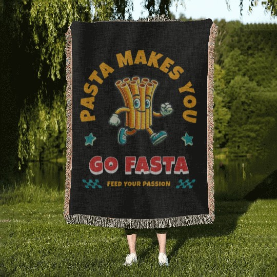 Running Runner Pasta Trail Sprinter Go Faster Woven Blankets
