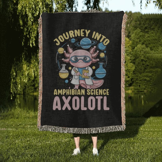Axolotl Science Teacher Mexican Salamander Woven Blankets