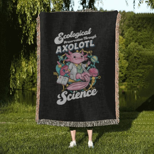 Axolotl Science Teacher Mexican Salamander Woven Blankets