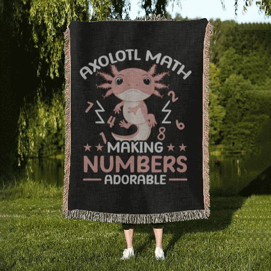 Axolotl Math Teacher Mexican Salamander Amphibian Woven Blankets