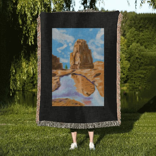 Grand Canyon Loose Oil Landscape Painting Woven Blankets