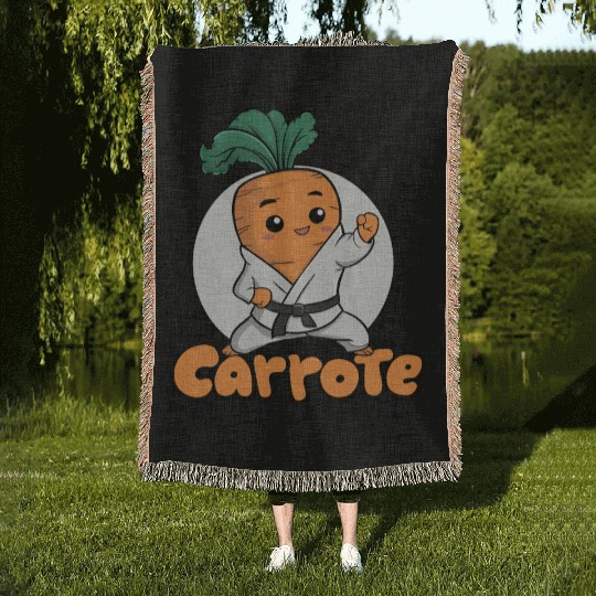 Cute Karate Carrot Design Woven Blankets