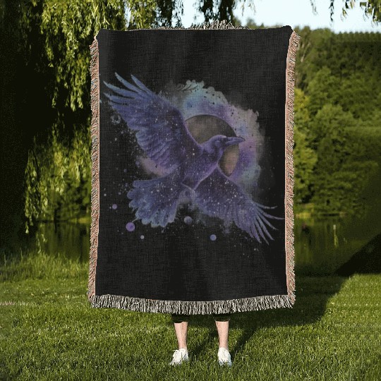 Celestial Raven Clipart Clipart, Crow Bird Witch Woven Blankets