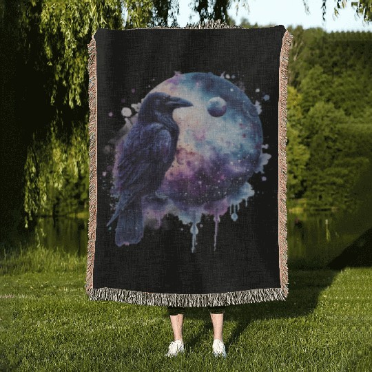 Celestial Raven Clipart Clipart, Crow Bird Witch Woven Blankets