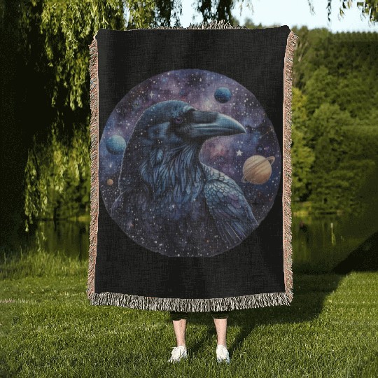 Celestial Raven Clipart Clipart, Crow Bird Witch Woven Blankets