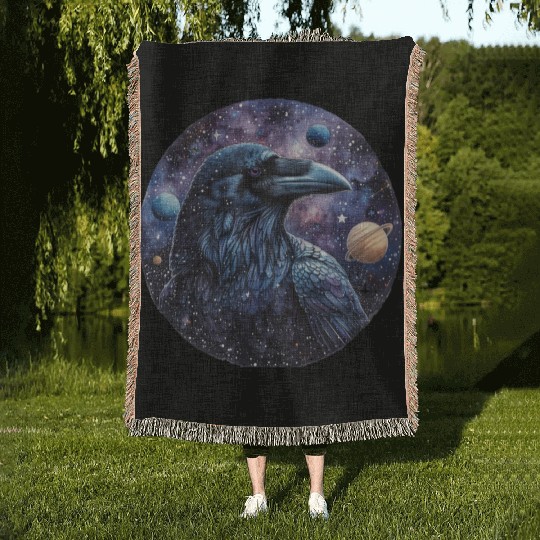 Celestial Raven Clipart Clipart, Crow Bird Witch Woven Blankets