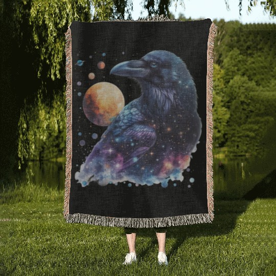 Celestial Raven Clipart Clipart, Crow Bird Witch Woven Blankets