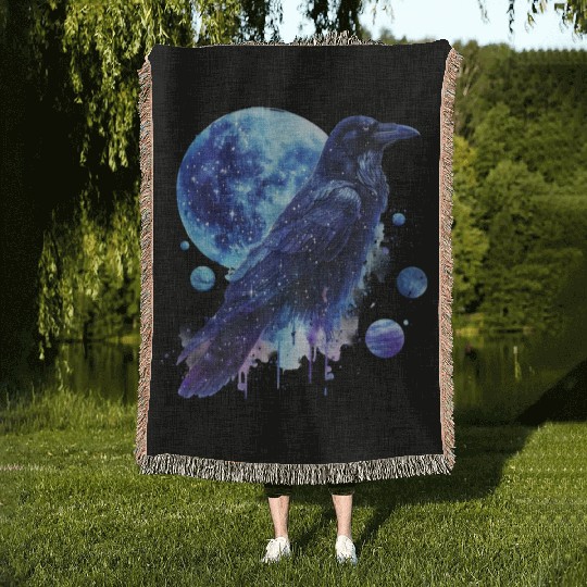 Celestial Raven Clipart Clipart, Crow Bird Witch Woven Blankets