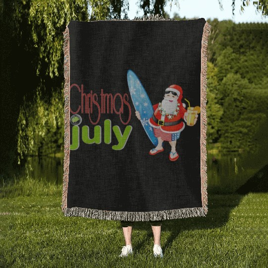 christmas in july Woven Blankets