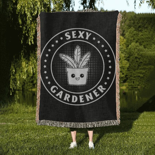 Funny Garden Plant Gardening - Sexy Gardener Woven Blankets