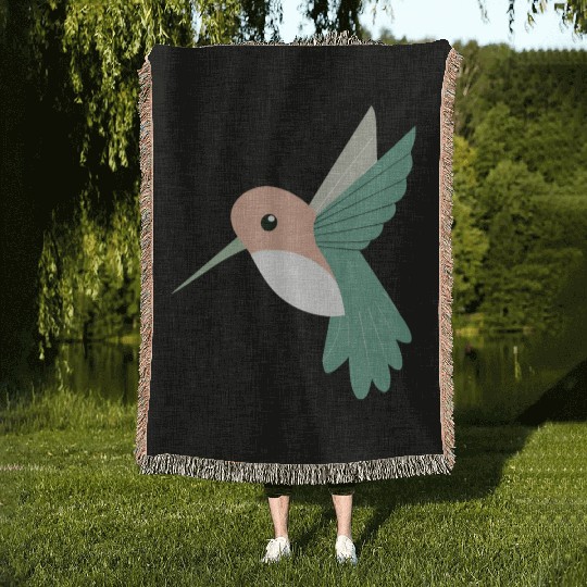 Hummingbird with green beak Woven Blankets