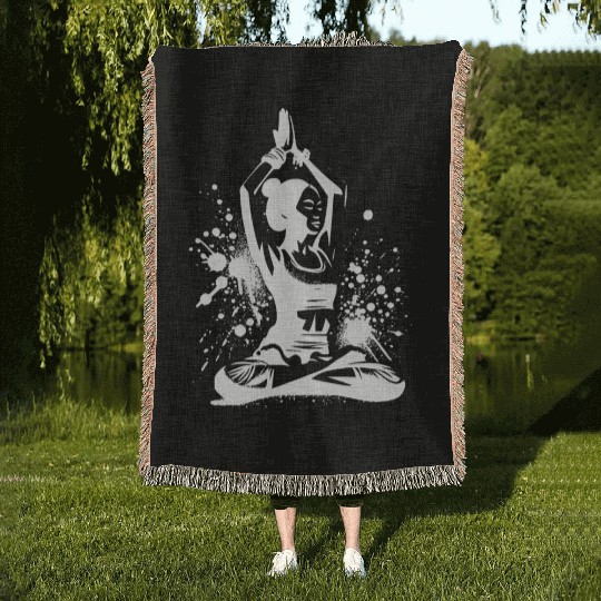 Meditation Relaxation Asian Yoga Teacher Woven Blankets