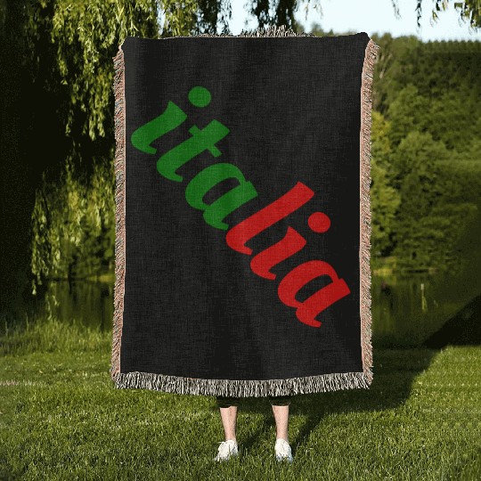 Vibrant Italian Flag Typography Woven Blankets