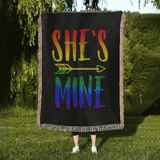 I'm Hers She's Mine LGBT Pride Lesbian Couple Woven Blankets