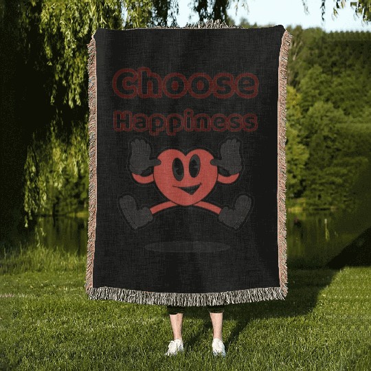 Choose Happiness: Embrace Joy and Positivity Woven Blankets