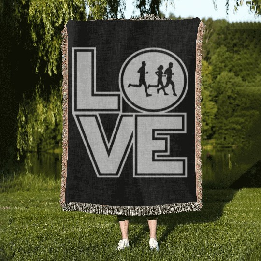 Marathon LOVE Funny Marathon Running Woven Blankets