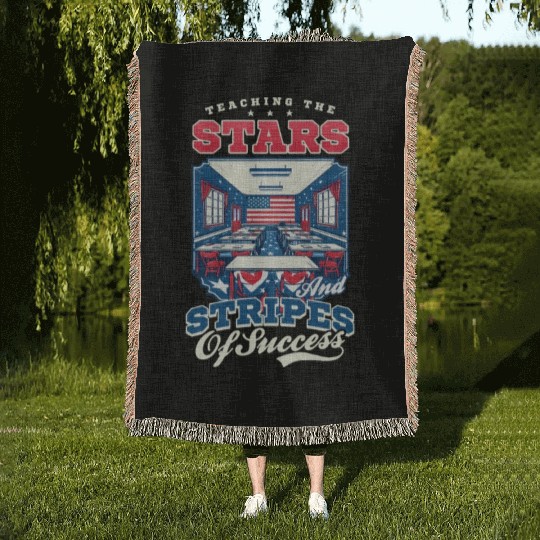 Patriotic Teacher Teaching Stars Stripes Success Woven Blankets