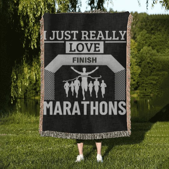 Marathon Running I Just Really Love Marathons Woven Blankets