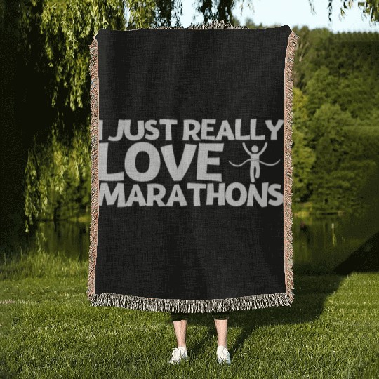 Marathon Running I Just Really Love Marathons Woven Blankets