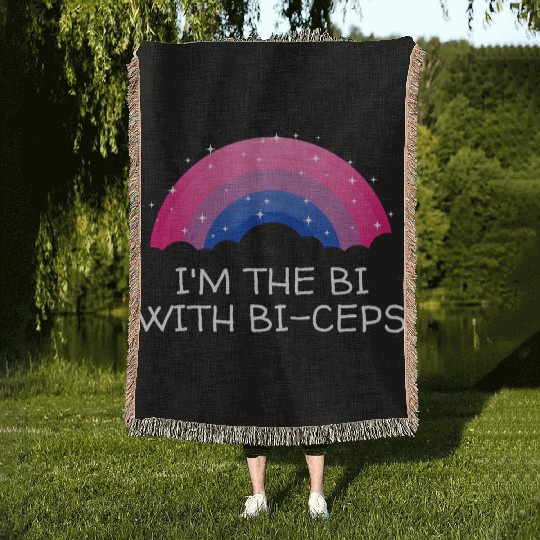 Im the Bi with Biceps Bisexual LGBTQ Bi Pride LGBT Woven Blankets