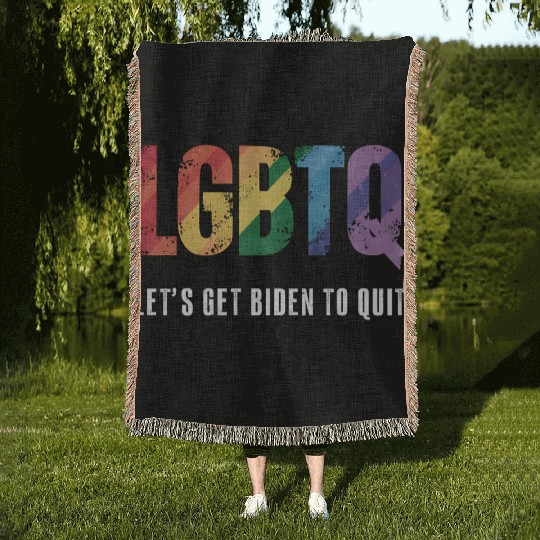 LGBTQ Lets Get Biden To Quite Gay Pride Woven Blankets