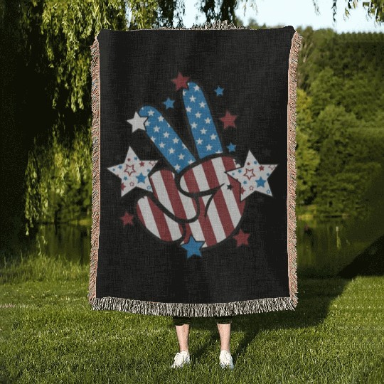 Peace Sign Freedom Woven Blankets