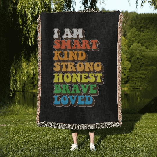 Daily Affirmation Uplifting Quotes Positive Woven Blankets