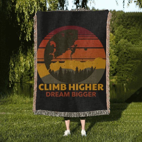 CLIMB HIGHER, DREAM BIGGER Climbing Gym Woven Blankets