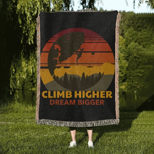 CLIMB HIGHER, DREAM BIGGER Climbing Gym Woven Blankets