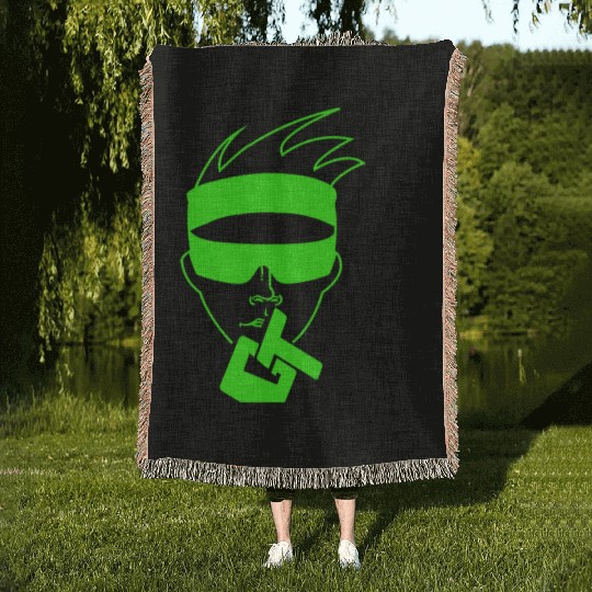 Green neon face GT Woven Blankets