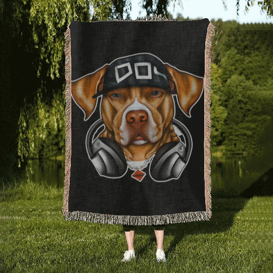 Pitbull Clothing Hipster Graphic Premium Woven Blankets