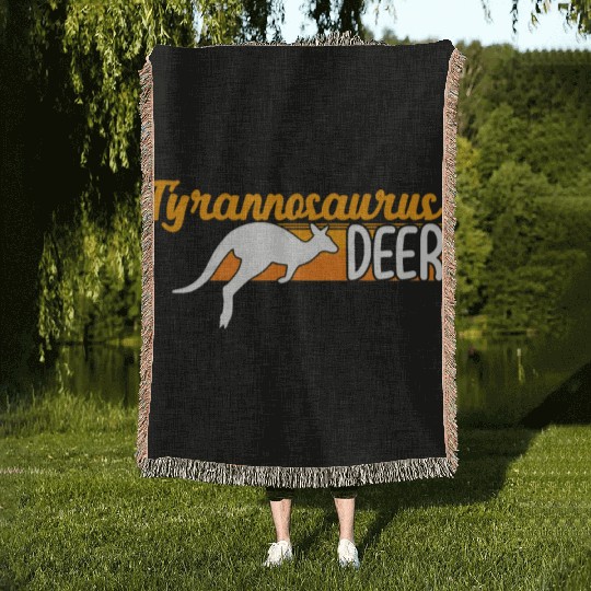 Funny Kangaroo Tyrannosaurus Deer Illustration for Woven Blankets