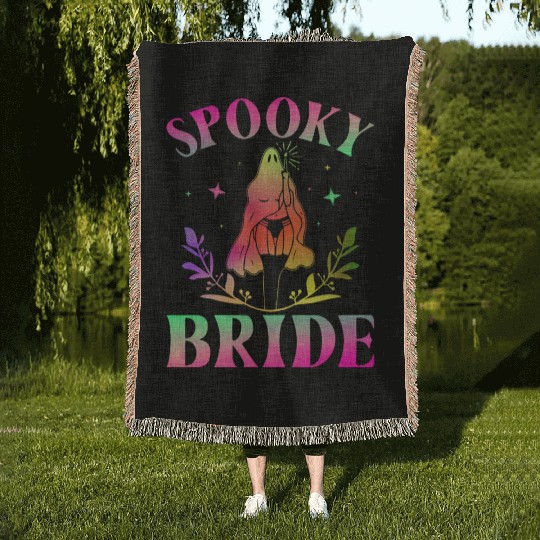 Spooky Bride Bridal Party Bachelorette Party Hallo Woven Blankets
