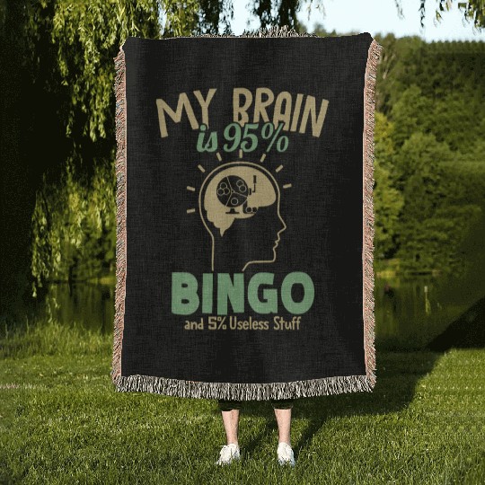 My Brain is 95% Bingo Professional Caller Daubers Woven Blankets