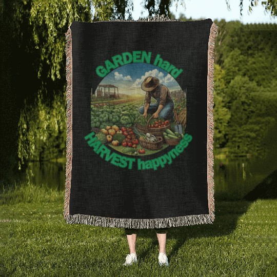 Garden Hard, Harvest Happiness: Gardener Enjoying Woven Blankets