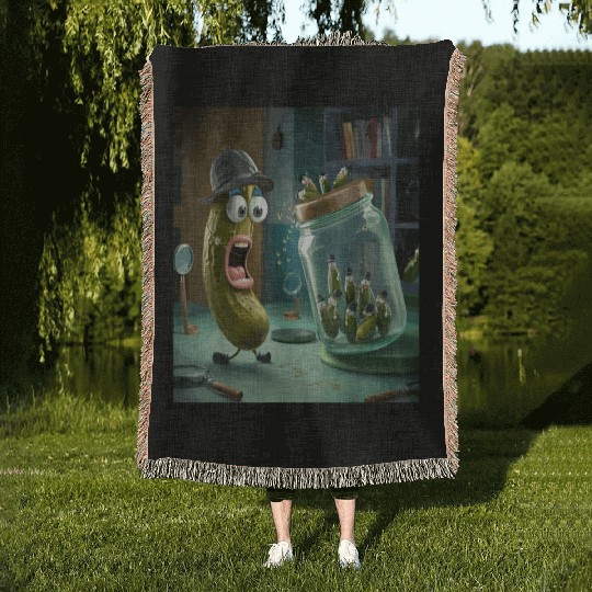 Funny Pickle Surprise Cucumber Pickles Woven Blankets