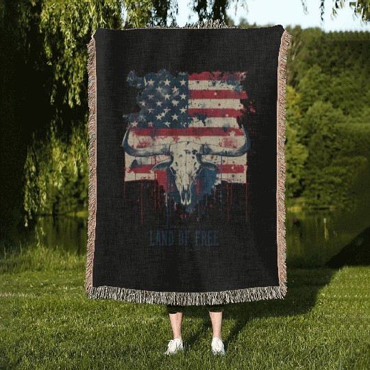 Land of the free because of the brave , 4 July Woven Blankets