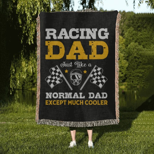 Racing Dad Fathers Day Race Car Dad Drag Racing Woven Blankets