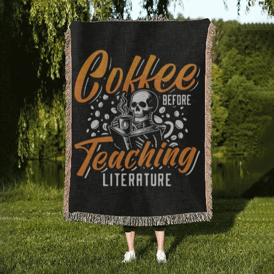 Literature Teacher Coffee Bookworm Coffee Lover Woven Blankets