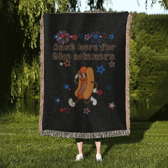Just Here Wieners Funny Woven Blankets