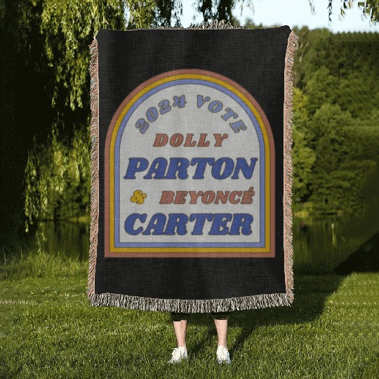 Vote Dolly Parton & Beyonce Carter 2024 Election Woven Blankets