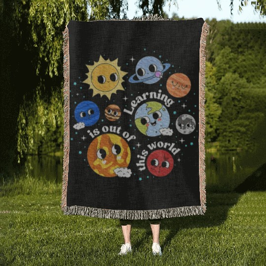 Solar System Learning Science Teacher Woven Blankets