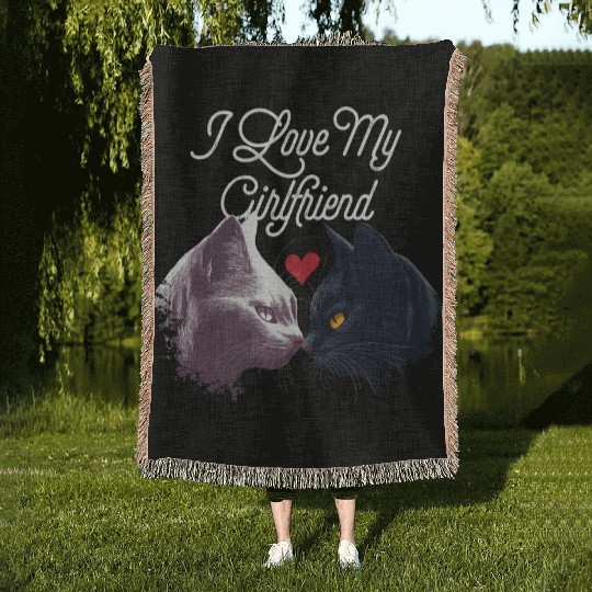 Love My Girlfriend Funny Valentines Day Humor Woven Blankets