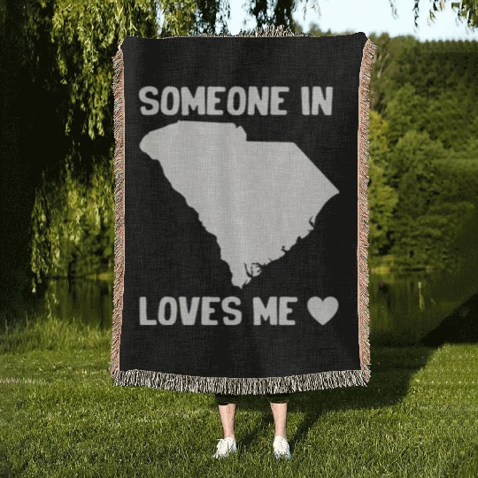 Someone In South Carolina Loves Me Woven Blankets