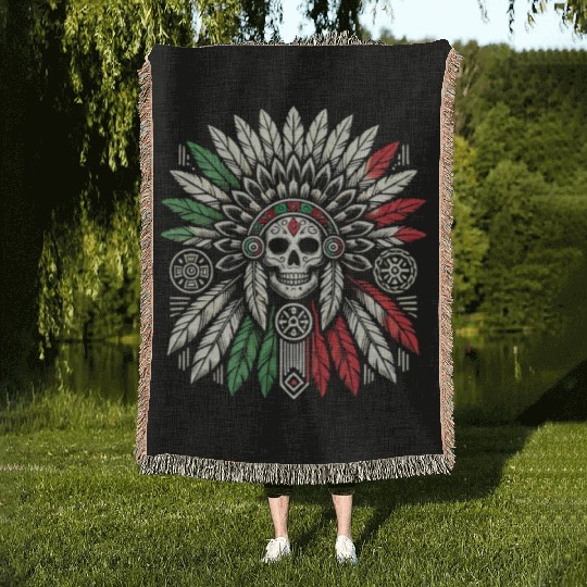 Aztec Warrior Indigenous Mexican Aztec Jaguar Woven Blankets